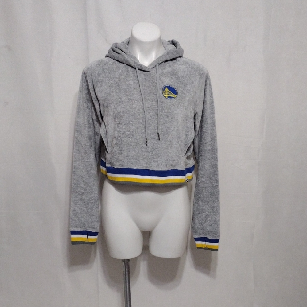 Lusso Gray Women's Golden State Warriors Maisie-Maggie Velour Pullover Hoodie XS
